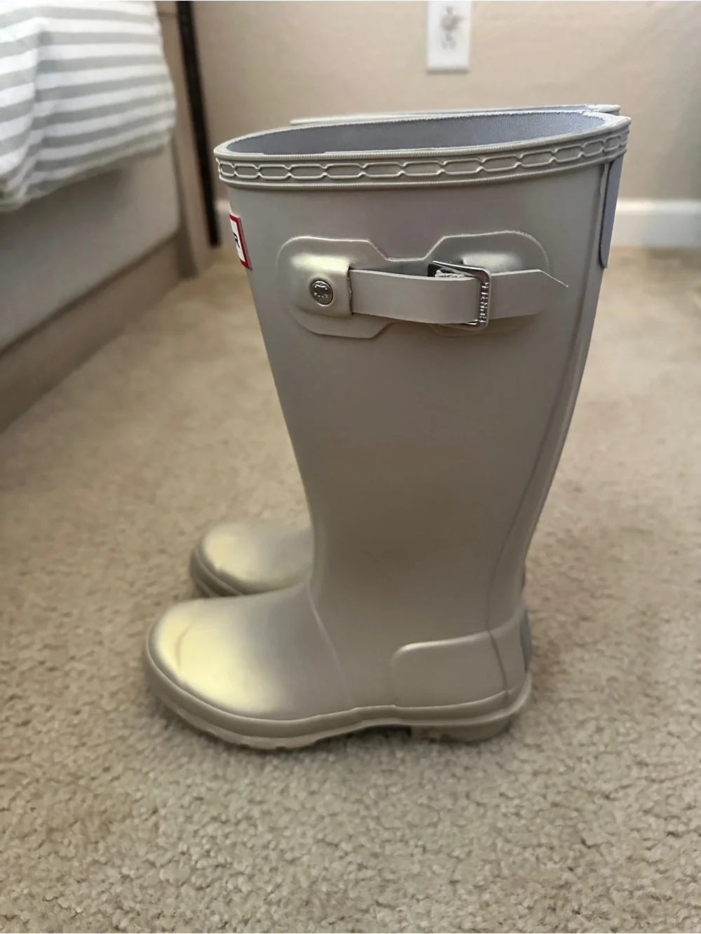 Hunter Metallic Pearl Tall Rain Boots in Light Gold